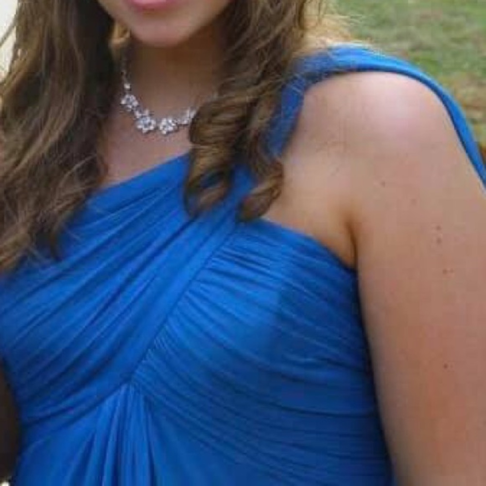 Blue floor length prom dress